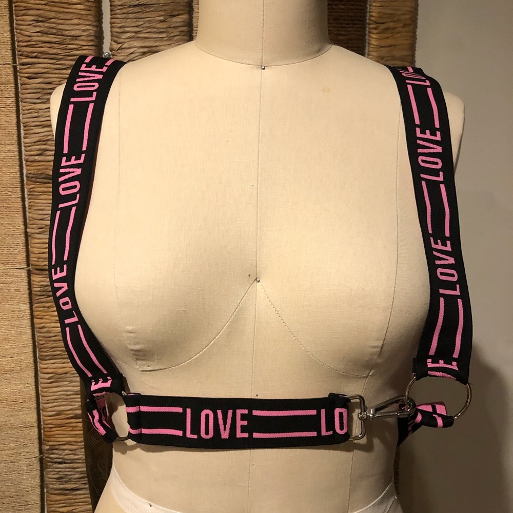 Hush boutique Love Stripped adjustable Elastic pink Harness belt
